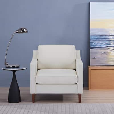 Artdeco Home - Sedona Modern Accent Chair, Faux Linen / Vegan Leather Armchair