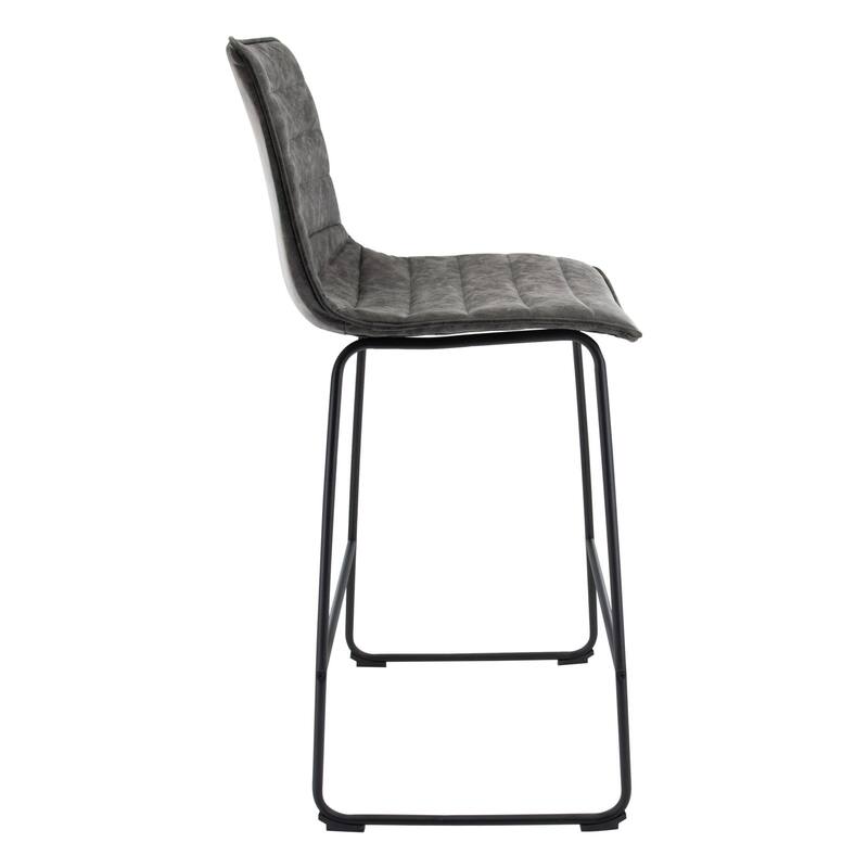 LeisureMod Brooklyn Modern Leather Barstool with Black Sled Base Set of 2 - 29.9