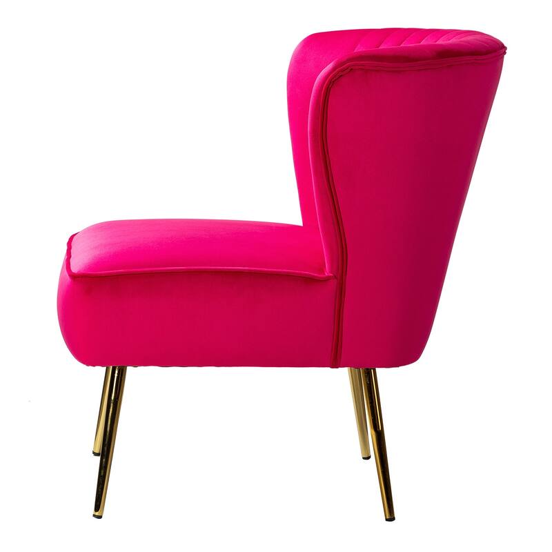 Monica Living Room Armless Accent Comfy Chair with Tufted Back and Metal Legs by HULALA HOME