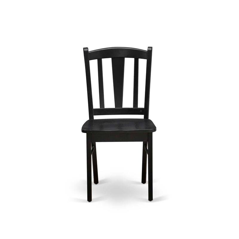 HomeStock 5-Piece Black Finish Solid Wood Top Dining table with 4 Chairs with Slat Back