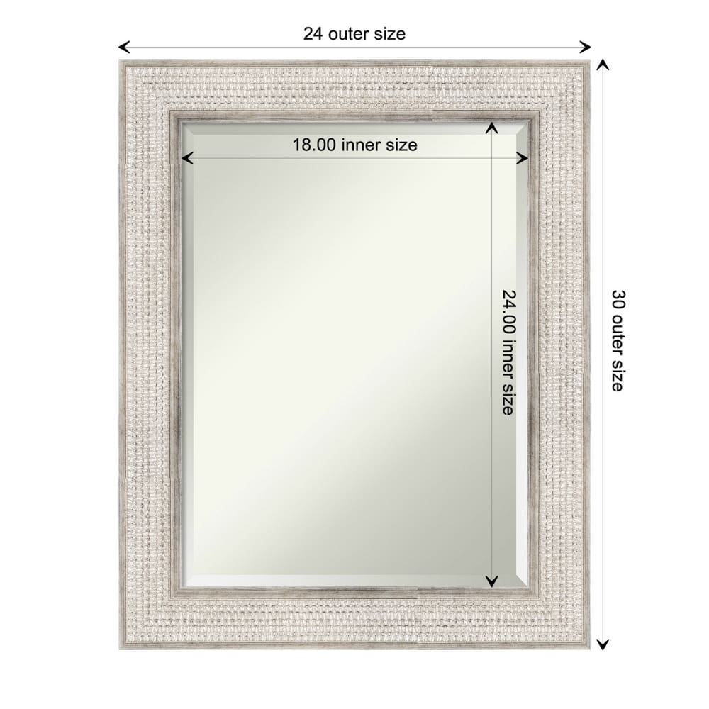 Beveled Wood Bathroom Wall Mirror - Trellis Silver Frame - Trellis Silver