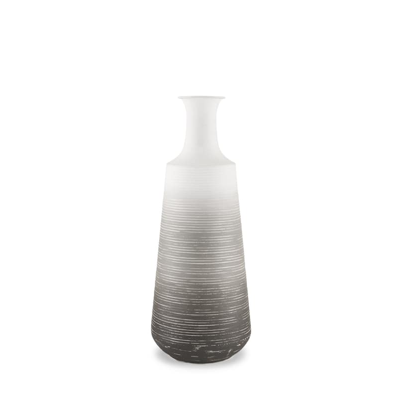 20" Gray And White Ombre Metal Table Vase - 7.87