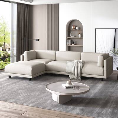 L-shape Convertible Sofa Set Removable Cushions Couch Set with Reversible Chaise and Movable Ottomans for Living Room Sofa