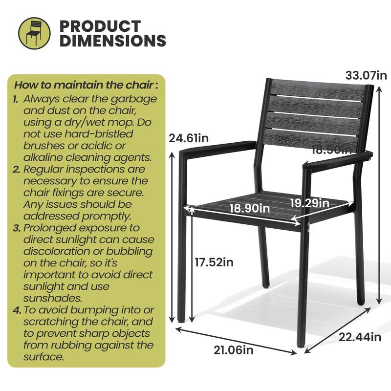 7-Piece Outdoor Patio Dining Set Aluminum Rectangle Table with Stackable Chairs