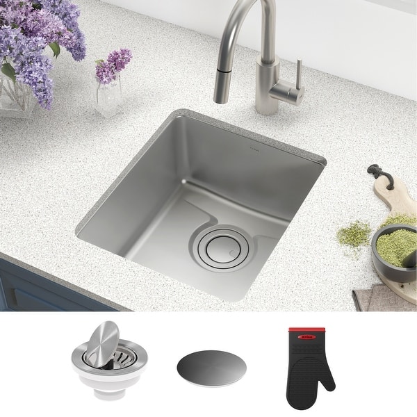 KRAUS Dex Stainless Steel 17 inch 1-Bowl Undermount Kitchen ...