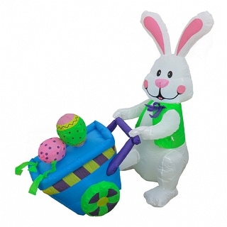 National Tree Company 48 in. Inflatable Easter Bunny with Wheelbarrow - 4 ft - Bed Bath & Beyond - 35470839