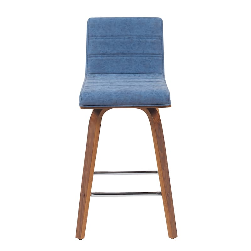 Skara Mid-Century Swivel Counter Stool, Upholstered Counter Height Chair with Bentwood Legs
