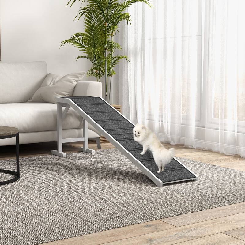 Dog Ramp for Bed, Pet Ramp for Dogs with Non-Slip Carpet and Top Platform, Furniture-Grade with High-Traction Carpet Surface