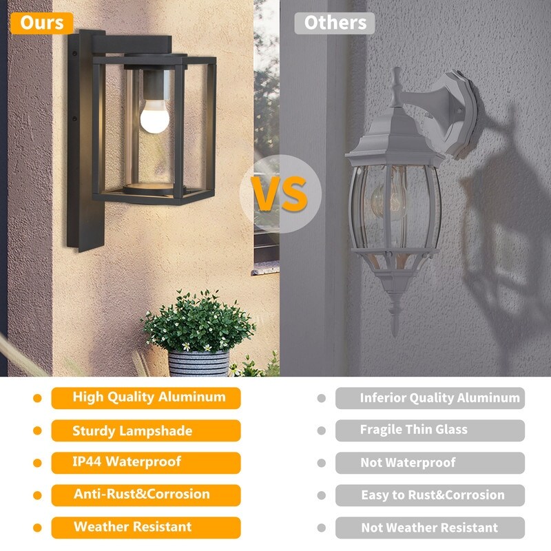 Multi-Pack Outdoor Cast Aluminum Lighting Fixture Lantern Wall Sconce Black WD 