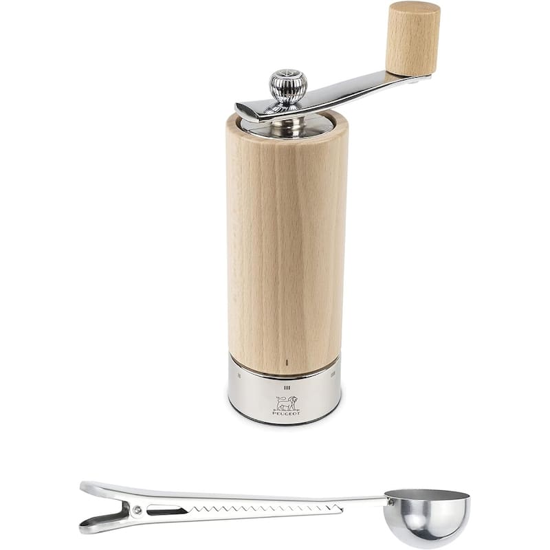 Peugeot Isen u'Select Salt Mill Gift Set 18cm-7in, Natural - With Stainless Steel Spice Scoop & Clip - Beige - 2 Piece