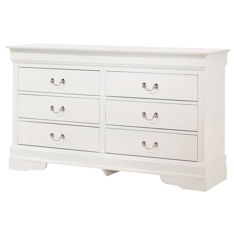 Wide 6-Drawer White Dresser with Smooth Glide Drawers, Clean Minimalist Look, and Spacious Modern Bedroom Storage
