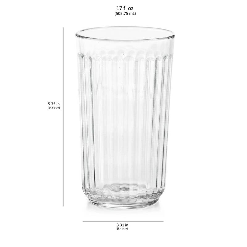 Libbey Paneled Tumbler Drinking Glasses, 17 ounce, Set of 6 - Set of 6