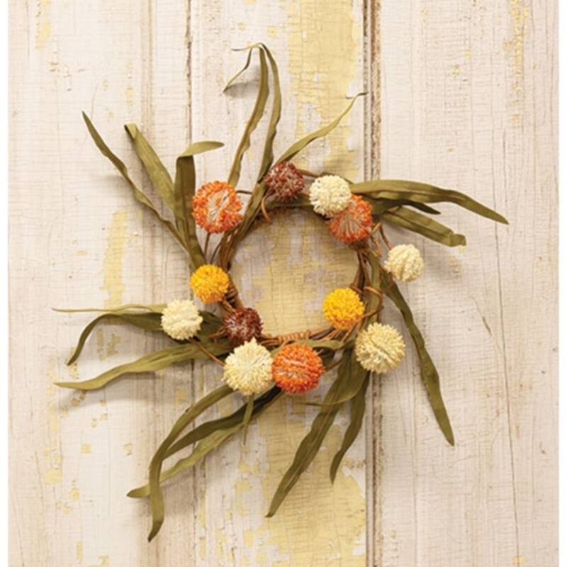 Fall Thistle Berries Candle Ring 3.5 Inch Rustic Table Decor