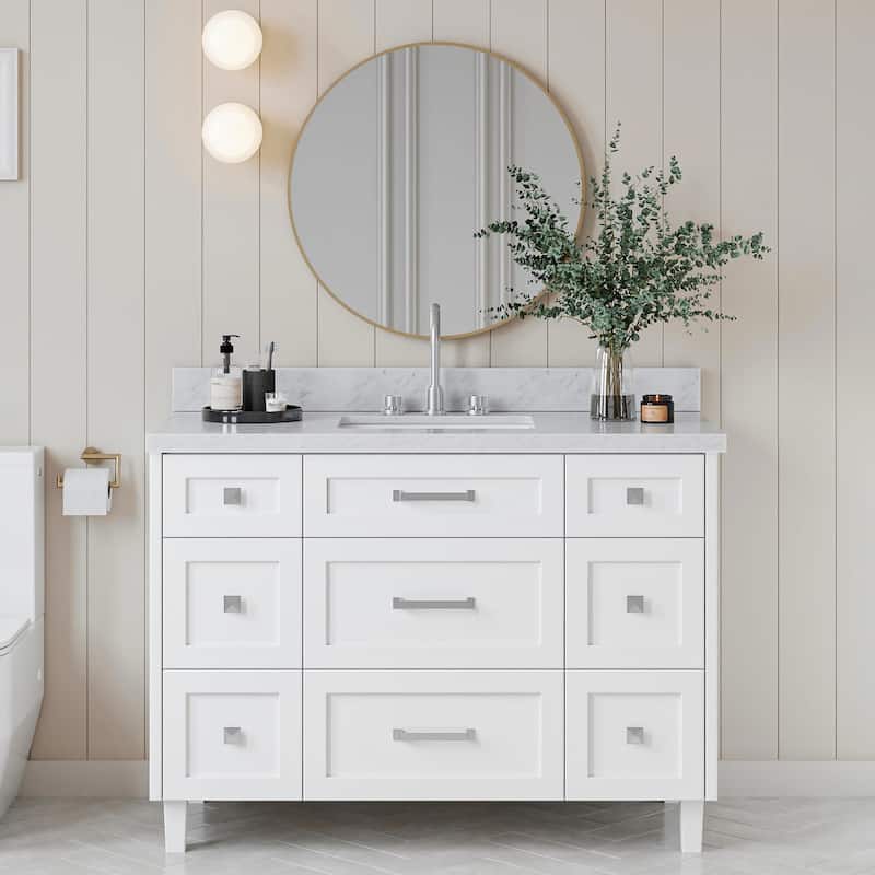 Ariel B49CWRVO Monroe 49" Free Standing Single Basin Vanity Set with - White