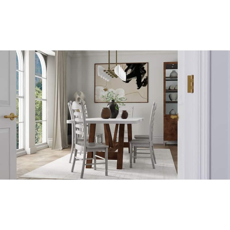 Ladder Backrest Dining Chair - 42" - Driftwood Brown
