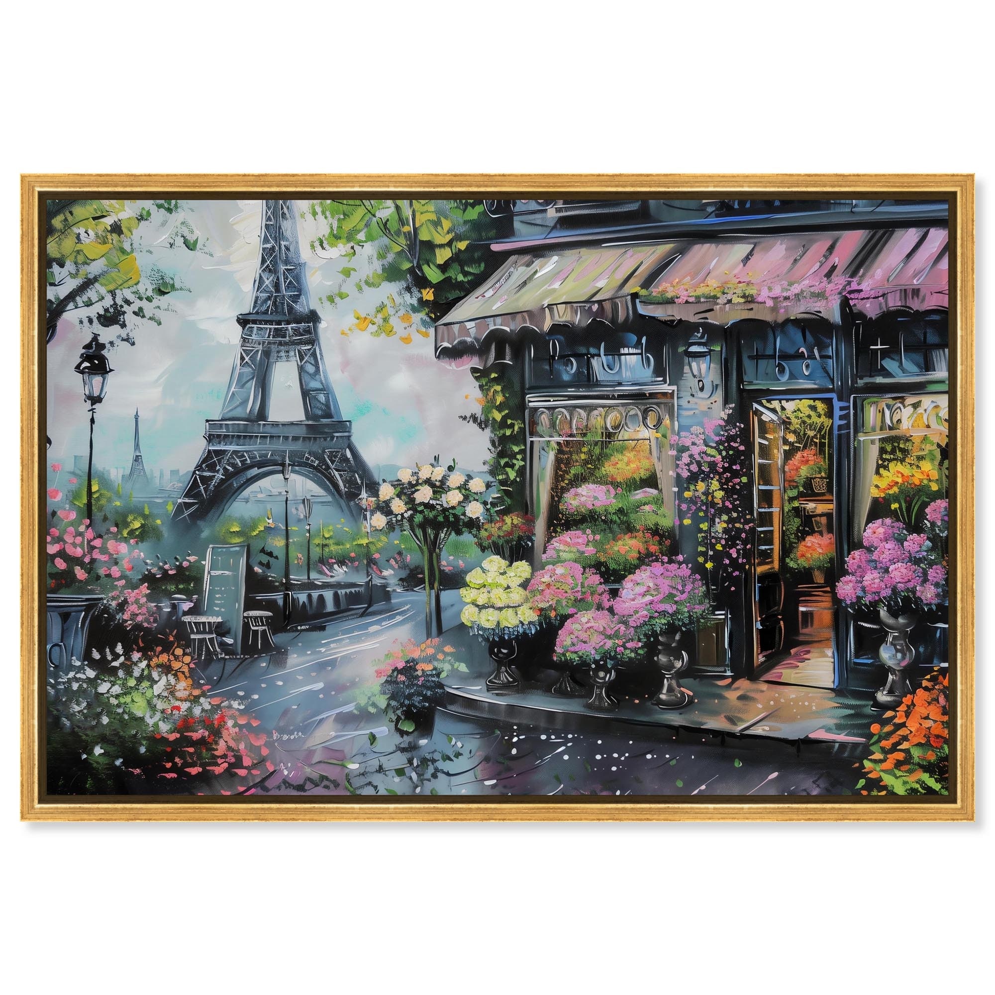 Spring Flower Shop Paris Travel Art Framed Canvas Print by Art Remedy