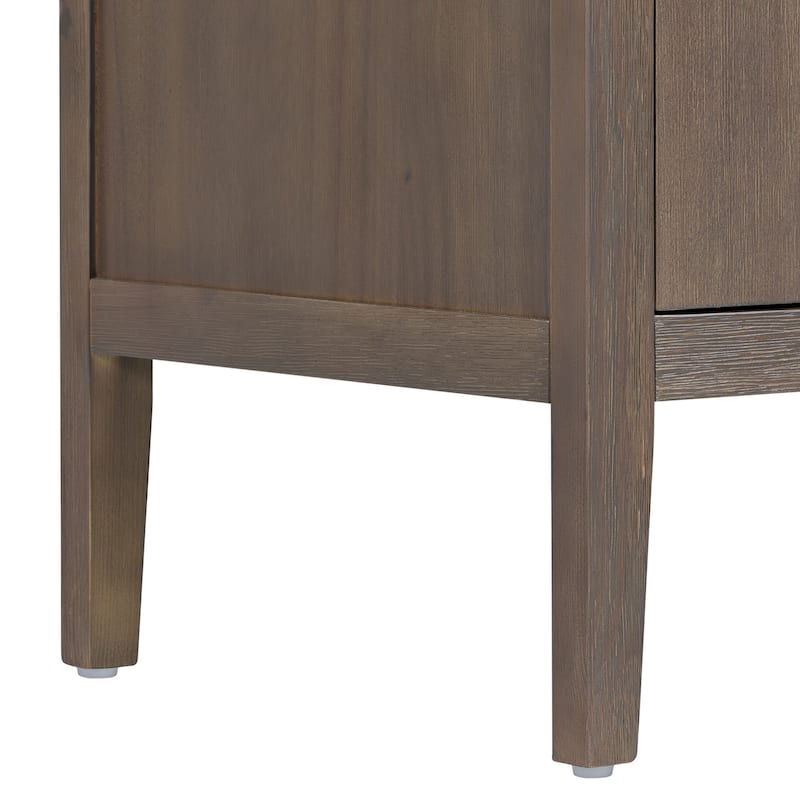 Farmhouse Sideboard Cabinet, Stylish Pine Veneer Design with Double Doors and Adjustable Feet for Storage