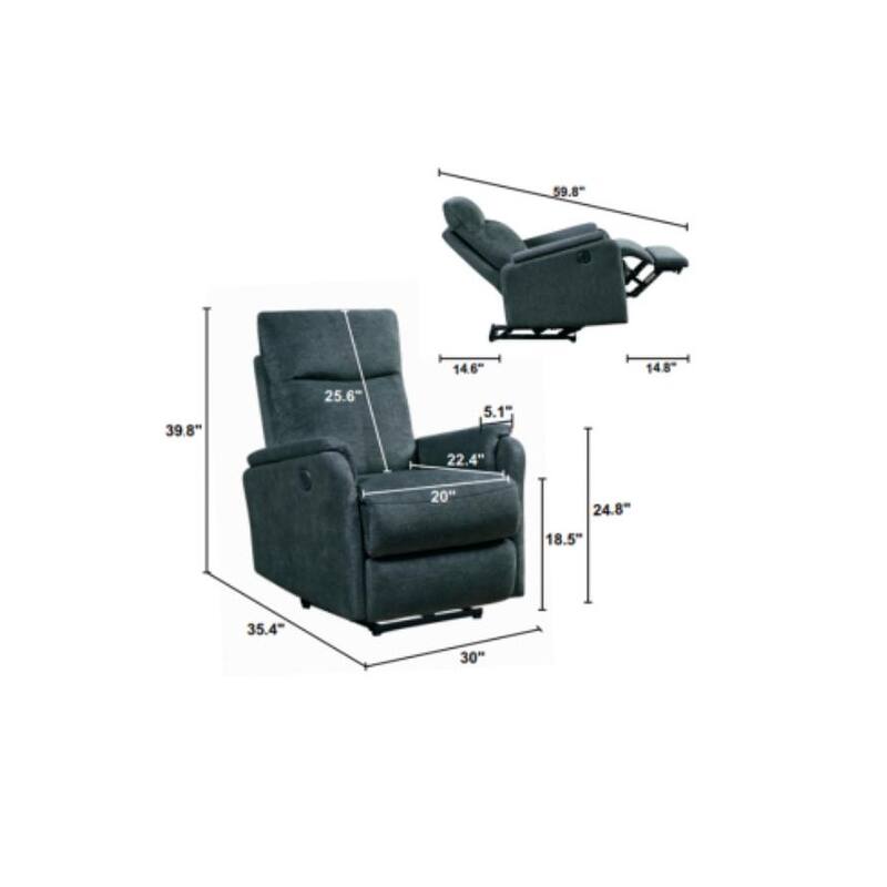 Recliner Single chair with power function easy control in Black