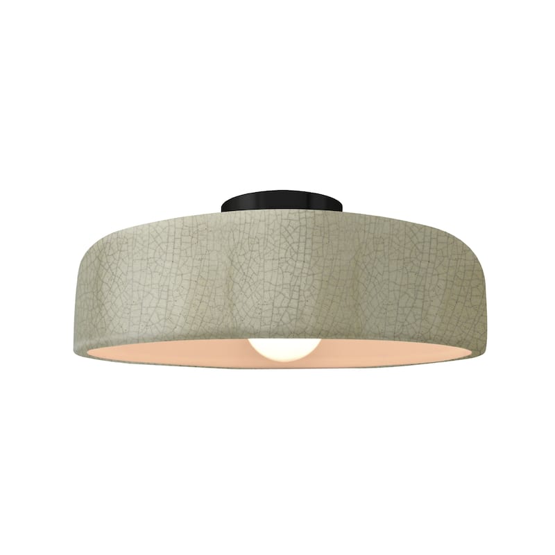 Justice Design Radiance - Medium Spire Semi-Flush Light - Celadon Green Crackle/Matte Black