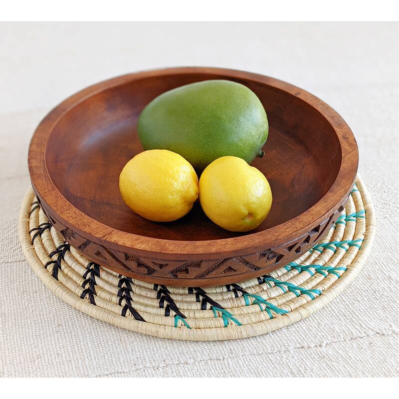 Woven Teal Blue Raffia Trivets Set of 3 On Sale Bed Bath & Beyond