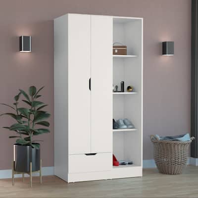 DEPOT E-SHOP Westbury Wardrobe Armoire with 3 Doors, 2 Drawers, 4-Tier Inner Shelves