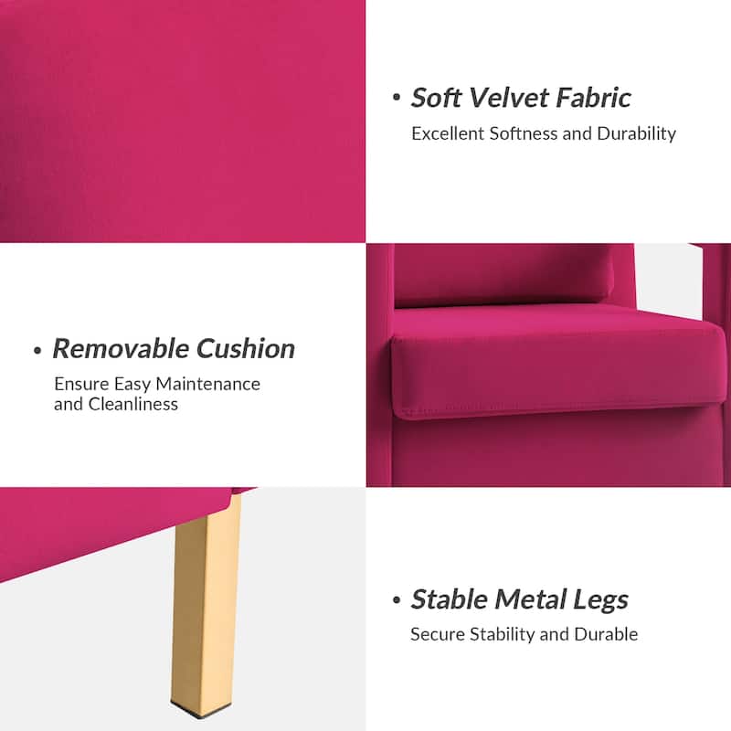 Valentina Comfy Accent Armchair with Golden Metal Legs and Removable Cushions by HULALA HOME