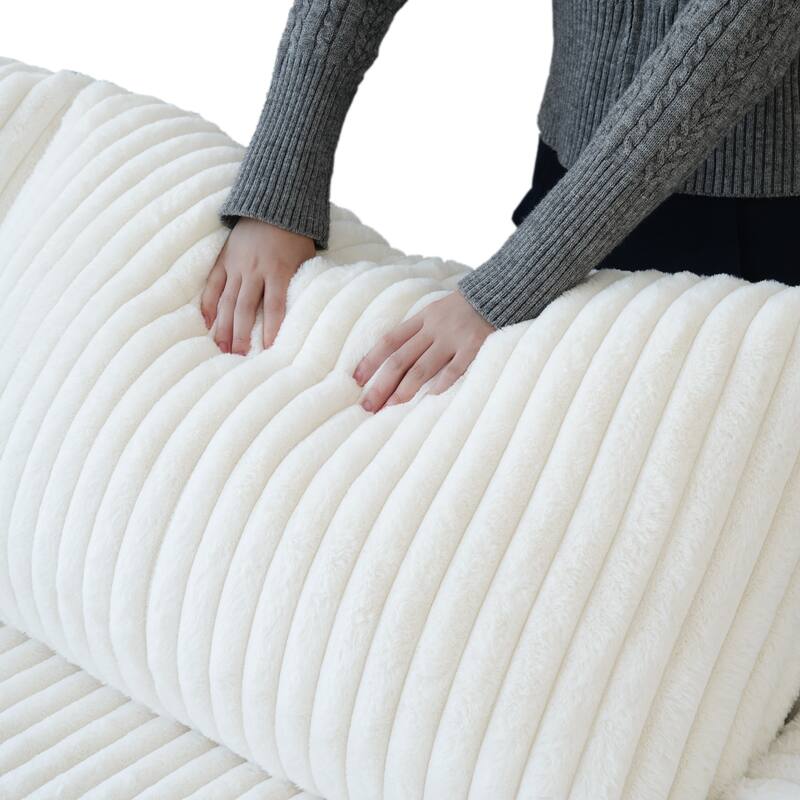 L-shaped Polyester Fabric Couch Modern Sectional Sofa with Ottoman