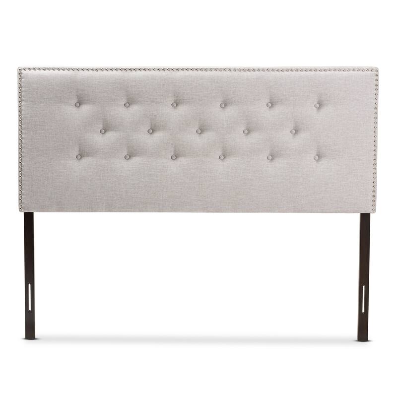 Modern Fabric Headboard Full Size - Greyish Beige Upholstered Bedroom Decor