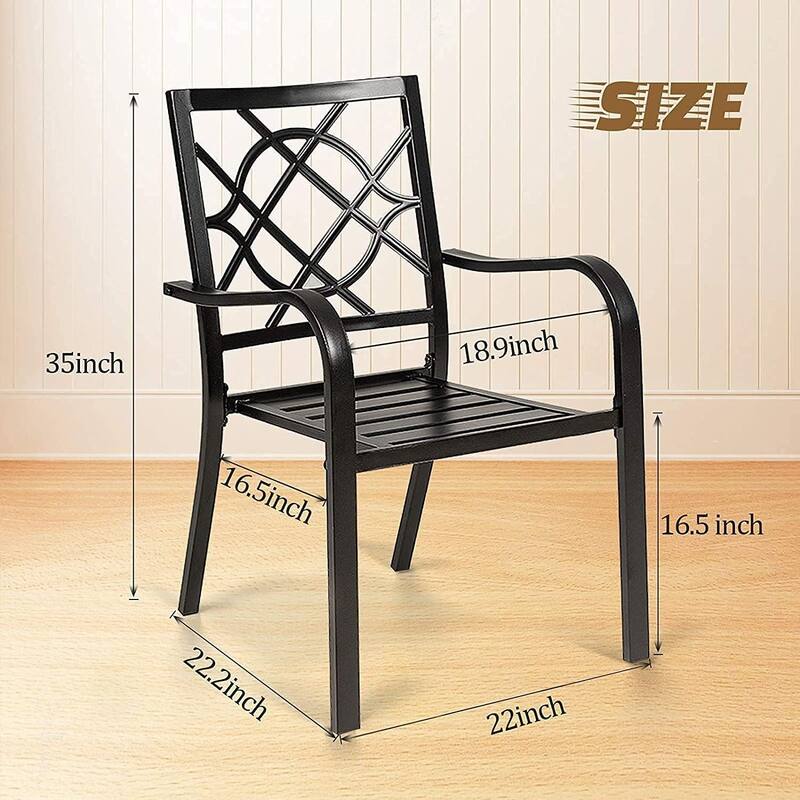 Outdoor Patio Metal Stackable Dining Chairs with Armrest Set of 4/6