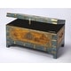 preview thumbnail 3 of 8, Nador Hand-Painted Brass Inlay Storage Trunk Coffee Table