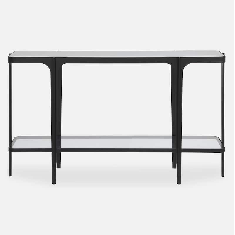 Iron Console Table with Glass Top - 53.25" - Satin Black