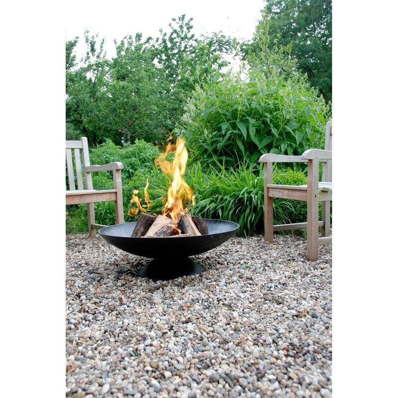 30.5" Black Solid Extra Large Outdoor Patio Garden Low Fire Bowl