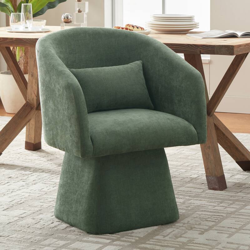 360° Swivel Barrel Fabric Upholstered dining chair with Pillow
