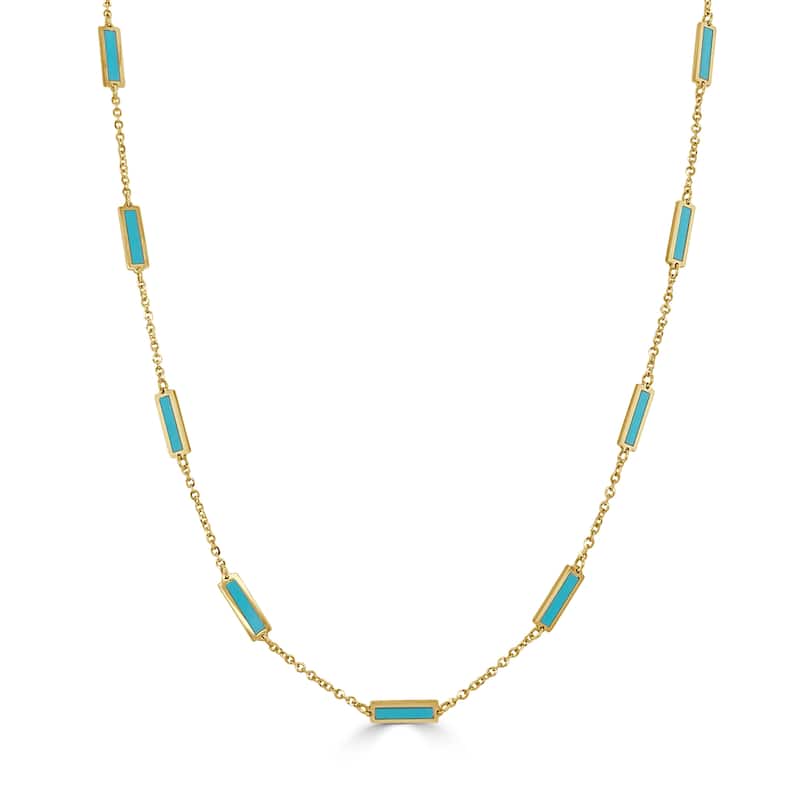 Joelle Turquoise Layered Bar Necklace 18 Inches - 14K Gold Turquoise Necklace
