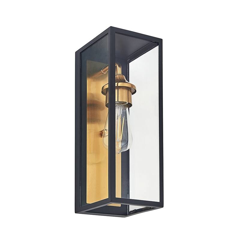 1 light 14 inch black and gold outdoor wall sconce