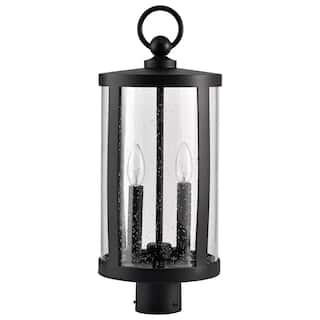 Broadstone 2 Light Post Top Matte Black with Clear Seeded Glass