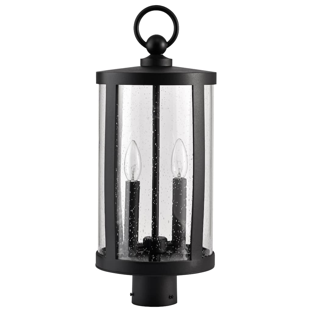 Broadstone 2 Light Post Top Matte Black with Clear Seeded Glass