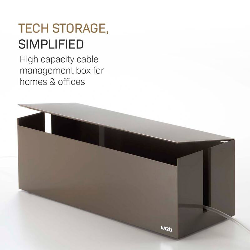 Yamazaki Home Cable Management Box, ABS Plastic, Lid - L 6.1 x W 15.75 x H 5.71 inches