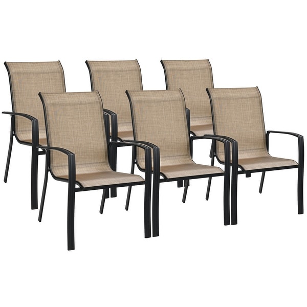 Costway Set of 6 Patio Dining Chair stackable Camping Garden Deck