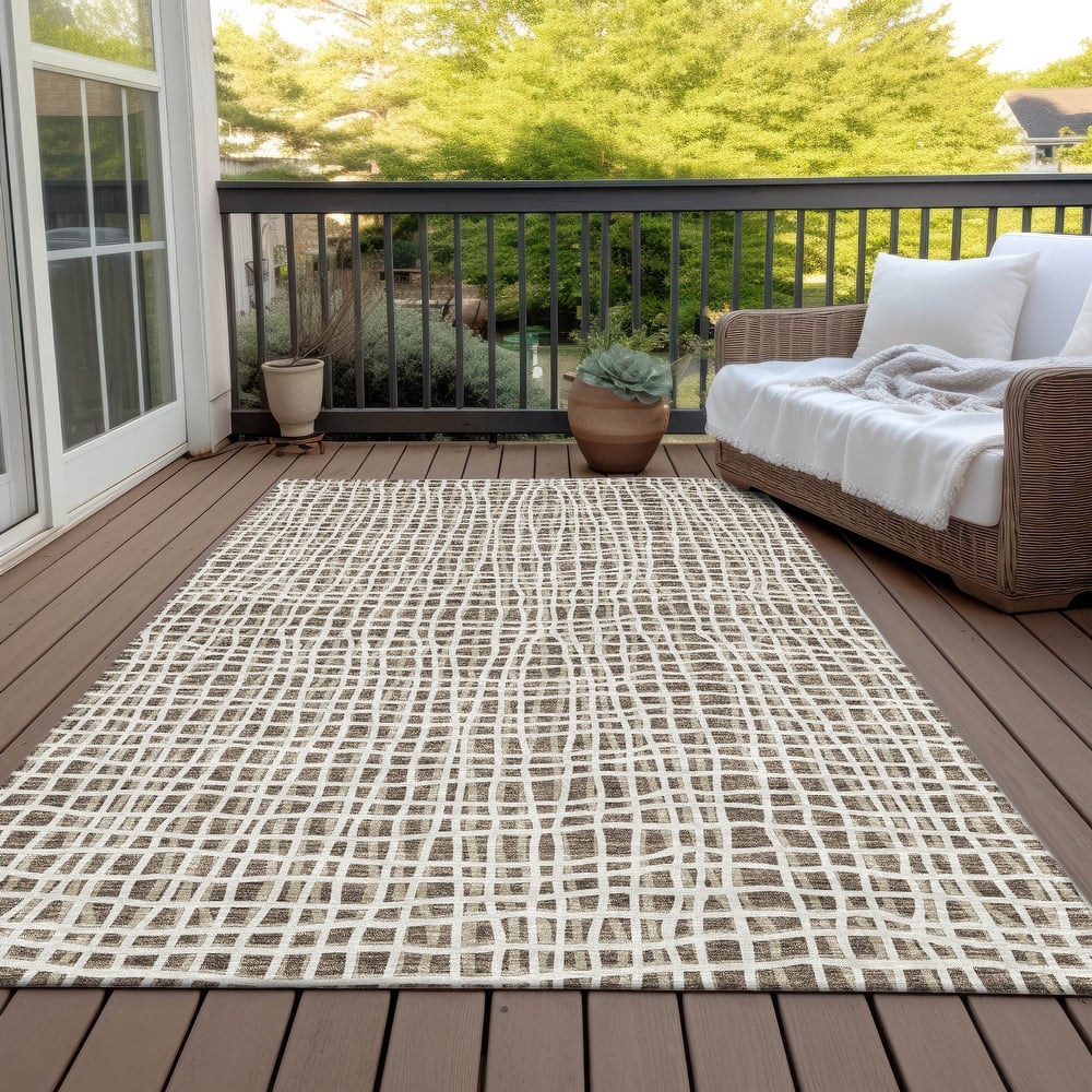 Machine Washable Indoor/ Outdoor Chantille Modern Abstract Rug