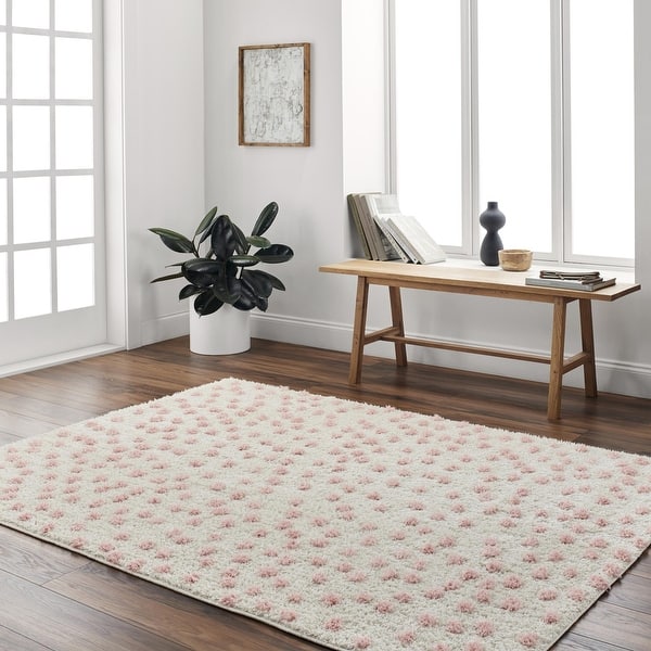 slide 2 of 29, Livabliss Rodos Dots Area Rug 5' 3" x 7' - Pink/Cream
