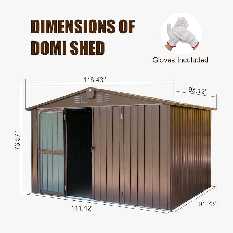 Outdoor Waterproof Metal Storage with Lockable Double Door