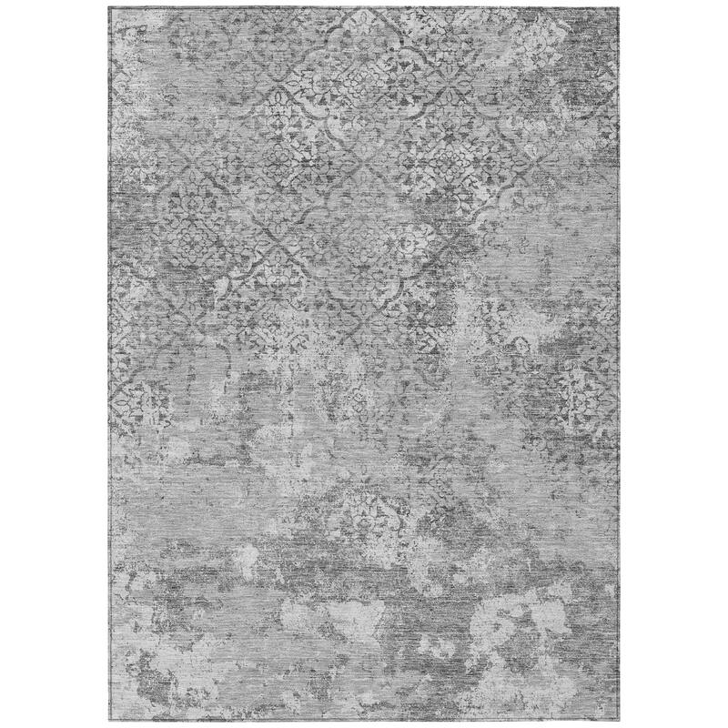Machine Washable Indoor/ Outdoor Chantille Distressed Traditional Rug