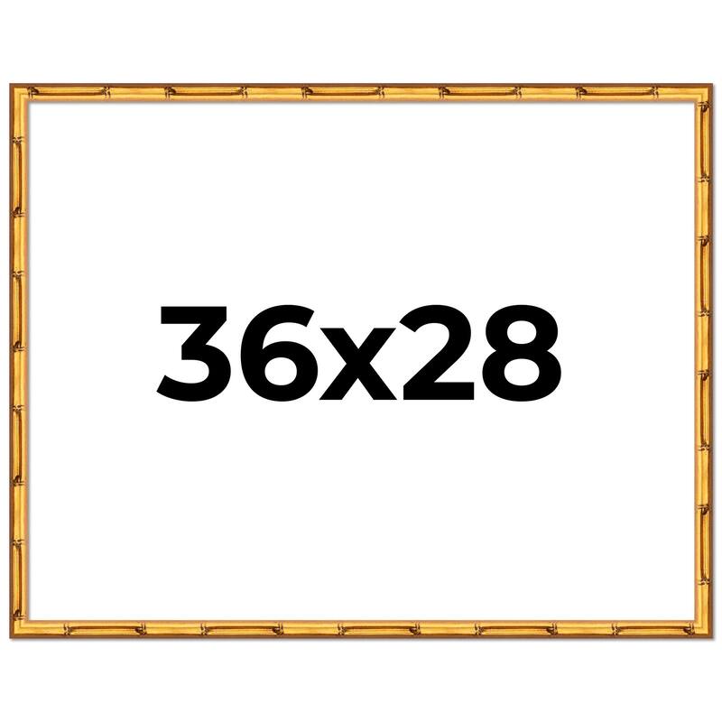 36x28 Frame Gold Bamboo Picture Frame Modern Photo Frame Includes UV Acrylic Shatter Guard Front Acid Free Foam Backing Board
