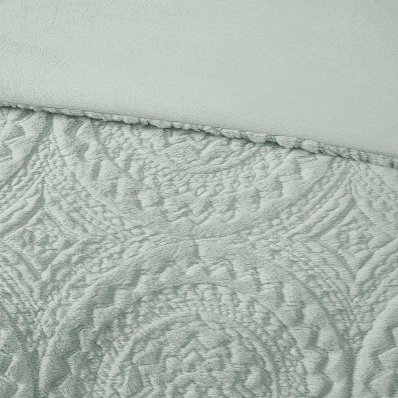 GDF Studio - Arya Embroidered Medallion Fake Fur Ultra Plush Comforter Mini Set