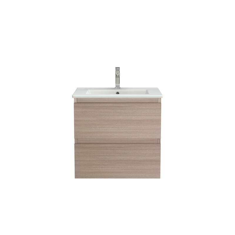 CB HOME 24''/30''/36''/48''/60'' Wall Mounted Bathroom Vanity with Sink, OAK Floating Bathroom Vanity Cabinet with Sink,Drawers.