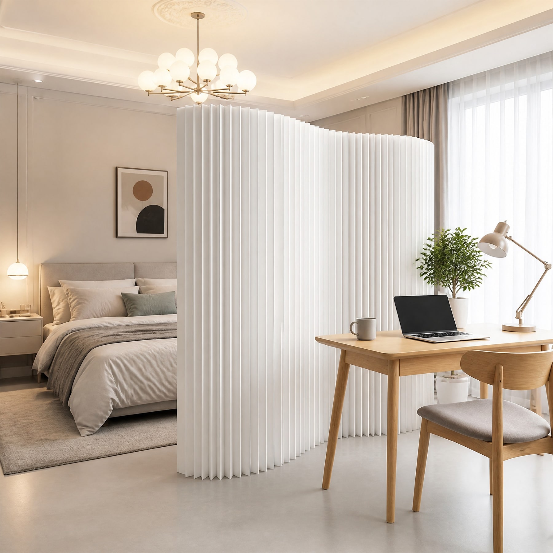 70.87" Tall Adjustable Paper Room Divider, Extendable Partition Wall for Living Room, Bedroom, Office, Retail Store & Lounge