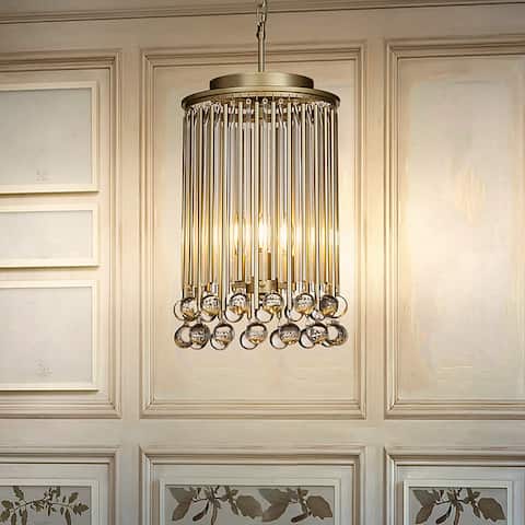 3 Light Modern and Contemporary Glass Chandelier in Silver Leaf - W 12.6"