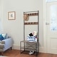 preview thumbnail 8 of 28, Hall Tree Entryway Bench Shoe Coat Rack Shelves Metal Frame Wood Chestnut