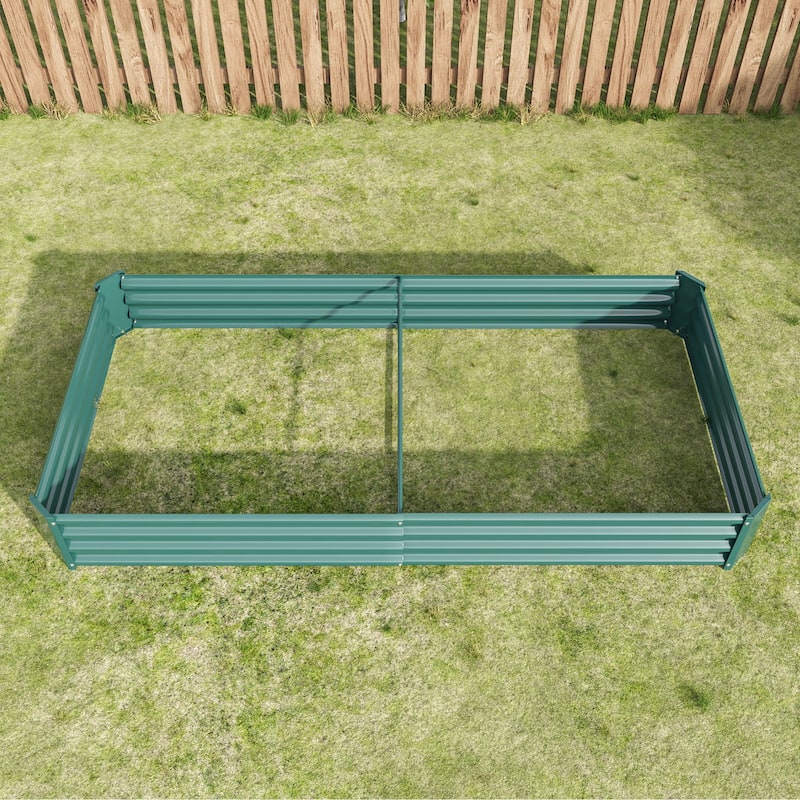 Countryside Style Garden Bed with 2 Supporting Bars Metal Elevated, for Flower Planters Vegetables Outdoor Gardening - 8' x 10'